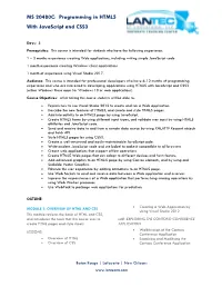 MS 20480C: Programming in HTML5 with Javascript and CSS3