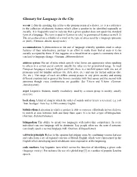 Glossary for Language in the City