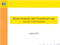 Natural Deduction with Propositional Logic