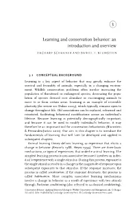 3 Learning and Conservation Behavior: an Introduction and Overview
