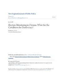 Election Monitoring in Oromia: What Are the Conditions for Democracy? Frederick C