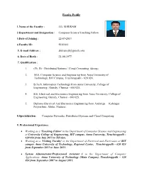 JB SHRIRAM 2.Department and Designation