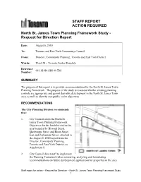 North St. James Town Planning Framework Study - Request for Direction Report
