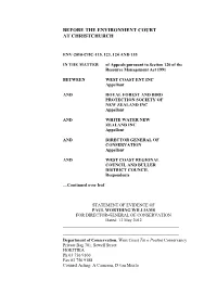 Statement of Evidence: Paul Williams: Proposed Mokihinui Hydro