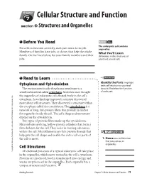 Cellular Structure and Function Section ●3 Structures and Organelles