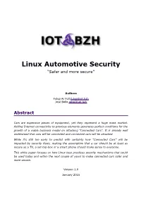 Linux Automotive Security “Safer and More Secure”