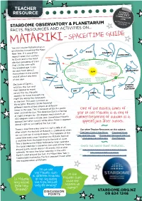 MATARIKI- SPACE/TIME GUIDE the Star Cluster Matariki Plays A
