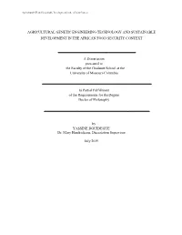 Agricultural Genetic Engineering Technology and Sustainable Development in the African Food Security Context