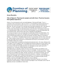 Amos Brandeis Title of Speech: Planning for People and with Them