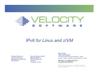 Ipv6 for Linux and Z/VM