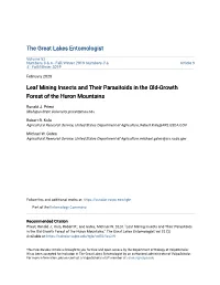Leaf Mining Insects and Their Parasitoids in the Old-Growth Forest of the Huron Mountains