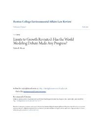 Limits to Growth Revisited: Has the World Modeling Debate Made Any Progress? Walter E