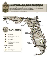 Map and List of Florida State Parks with Statewide Junior Ranger