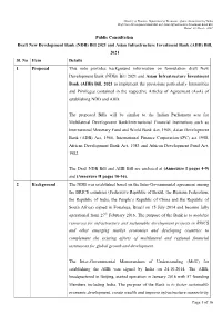 (NDB) Bill 2021 and Asian Infrastructure Investment Bank (AIIB) Bill, 2021 Sl