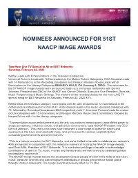 Nominees Announced for 51St Naacp Image Awards