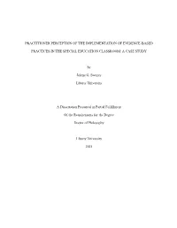 Practitioner Perception of the Implementation of Evidence-Based