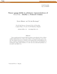 Tensor Gauge Fields in Arbitrary Representations of GL(D,R)