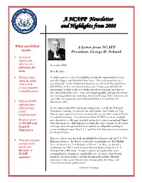 A NCAFP Newsletter and Highlights from 2008