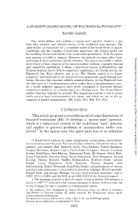 A SPARSITY-BASED MODEL of BOUNDED RATIONALITY* Xavier Gabaix