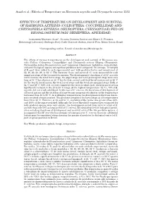 Effects of Temperature on Harmonia Axyridis and Chrysoperla Externa 1353