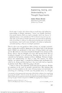 Explaining, Seeing, and Understanding in Thought Experiments