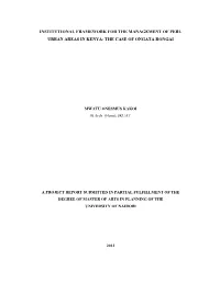 Institutional Framework for the Management of Peri- Urban Areas in Kenya: the Case of Ongata Rongai