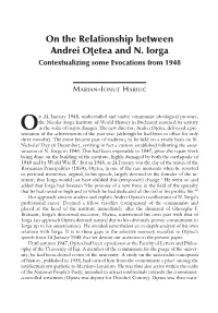 On the Relationship Between Andrei Oþetea and N. Iorga Contextualizing Some Evocations from 1948