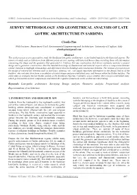 Survey Methodology and Geometrical Analysis of Late Gothic Architecture in Sardinia