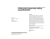Collaborative Hypervideo Editing Using Mediawiki