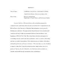 Corpora Caelestia: a Movement Opera