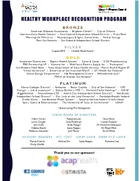 Healthy Workplace Recognition Program