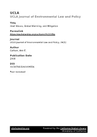 Heat Waves, Global Warming, and Mitigation