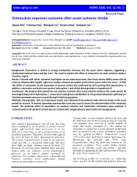 Osteocalcin Improves Outcome After Acute Ischemic Stroke
