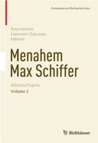 Peter Duren Lawrence Zalcman Editors Selected Papers Volume 2