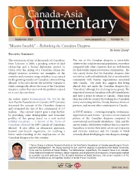 Rethinking the Canadian Diaspora by Kenny Zhang* Executive Summary