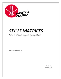 SKILLS MATRICES Aerials ¨ Halfpipe ¨ Moguls ¨ Slopestyle/Bigair