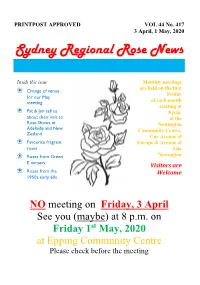 Sydney Regional Rose News