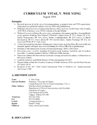 CURRICULUM VITAE, V. WEE YONG August 2020