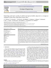 Hydrology and Water Quality of a Field and Riparian Buffer Adjacent to A