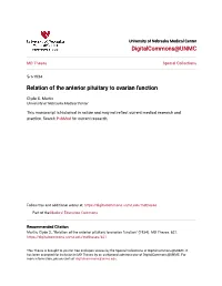 Relation of the Anterior Pituitary to Ovarian Function