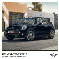 The Mini Convertible. Price List