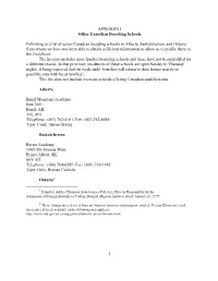 1 APPENDIX I Other Canadian Boarding Schools Following Is a List