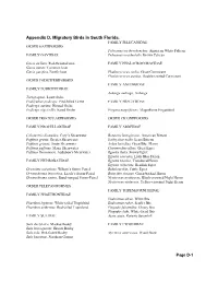 Appendix D. Migratory Birds in South Florida