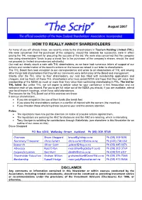 Feltex • the Liquidators Have Now Put the Directors on Notice of Possible Actions Against Them