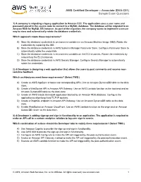 AWS Certified Developer – Associate (DVA-C01) Sample Exam Questions