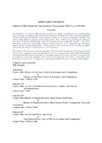 DIBRUGARH UNIVERSITY Syllabus of MIL(Nepali) for Undergraduate Courses Under CBCS W.E.F