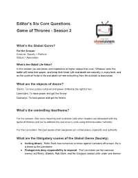 Editor's Six Core Questions Game of Thrones