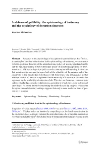 In Defence of Gullibility: the Epistemology of Testimony and the Psychology of Deception Detection