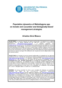 Population Dynamics of Meloidogyne Spp. on Tomato and Cucumber and Biologically-Based Management Strategies