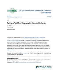 Rafting: a Post-Flood Biogeographic Dispersal Mechanism